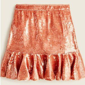 NWT J.Crew Ruffle-hem sequin skirt, Clay Sand (Coral), Size 6